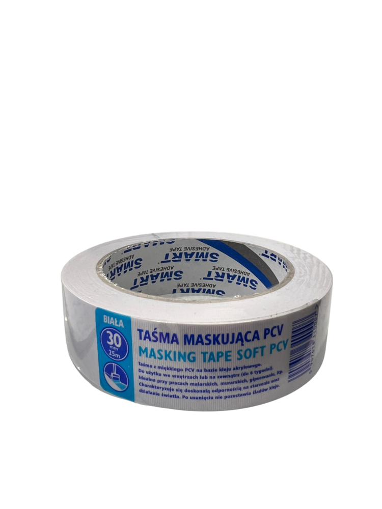 TAŚMA MASKUJĄCA PCV BIAŁA SOFT 30 mm x 25 m – Smart Adhesive Tape