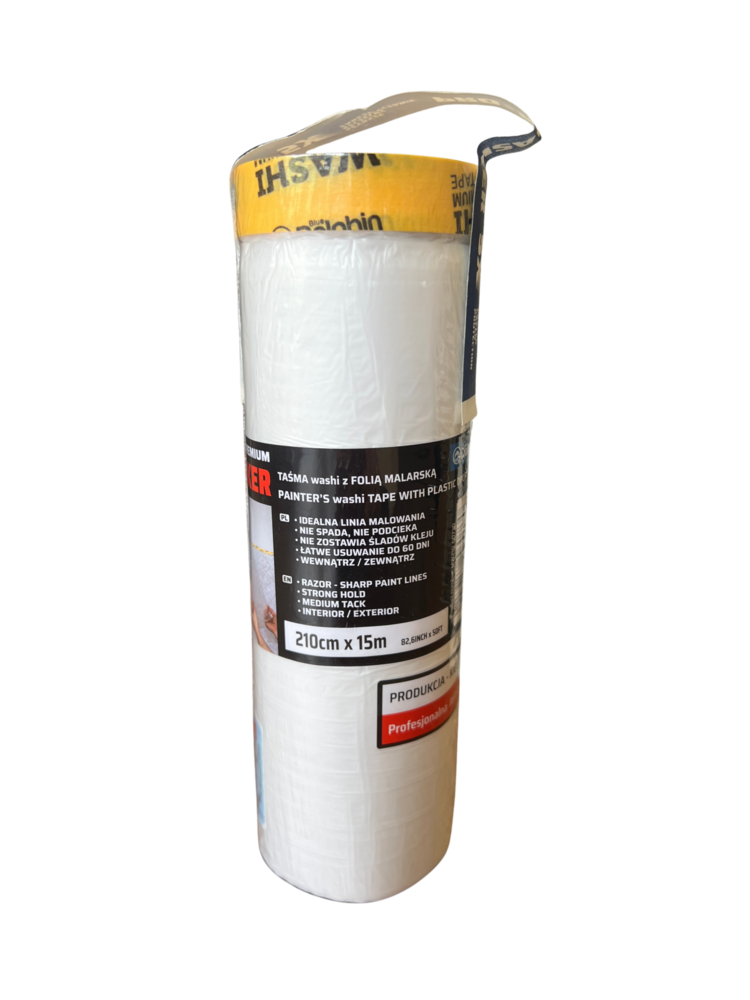 MASKER Ultra Premium Taśma Washi z Folią Malarską 210cm x 15m Blue Dolphin