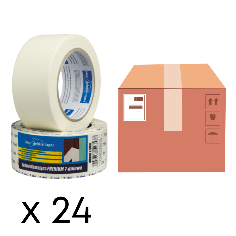 KARTON 24 SZT. Taśma Maskująca Premium Blue Dolphin 38mm x 50m (23513)
