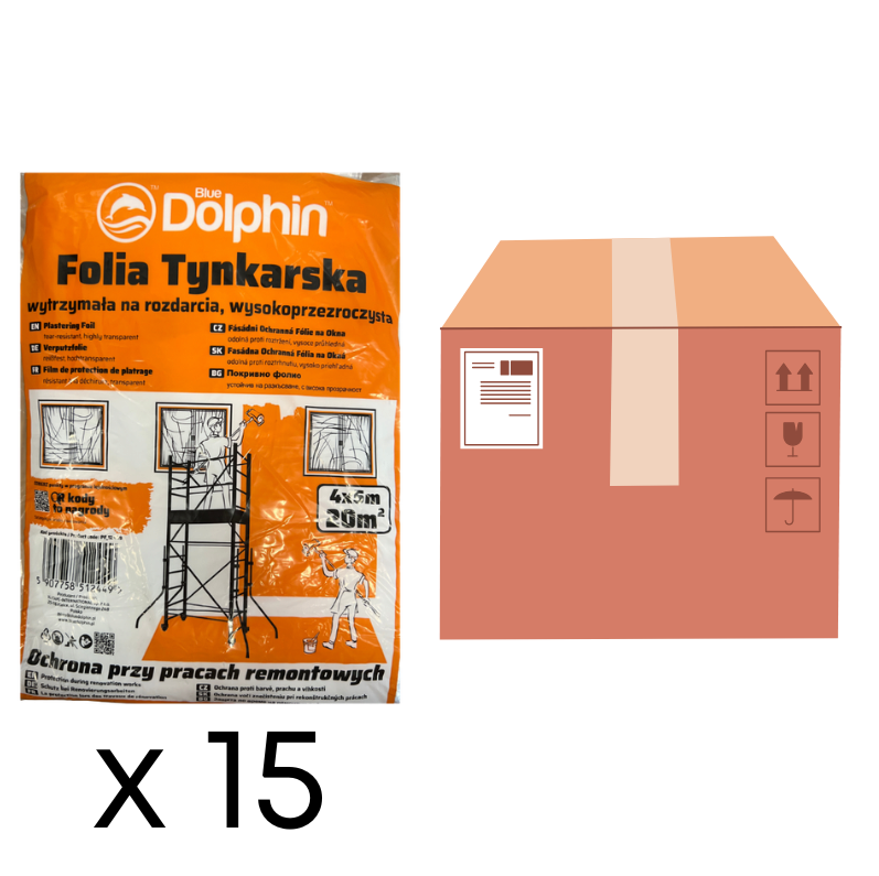 KARTON 15 SZT. - Folia Tynkarska 4x5m (20m2) Blue Dolphin - grubsza