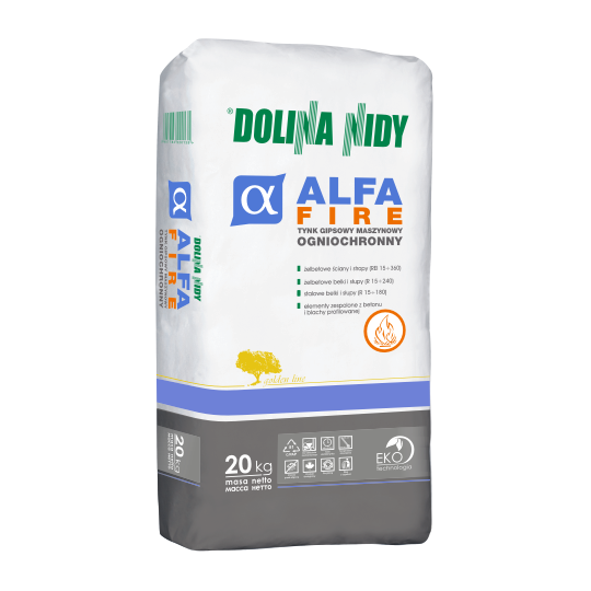 Tynk gipsowy maszynowy ogniochronny Alfa Fire - Dolina Nidy 20 kg