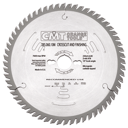 CMT Piła do cięcia wzdłużnego i poprzecznego D260x2,8 F30 Z60 K2,8/1,8 15ATB (285.060.11M)