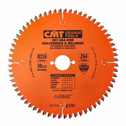CMT Piła do materiałów nieżelaznych oraz płyt laminowanych D216 F30 Z64 K2,8/2,2