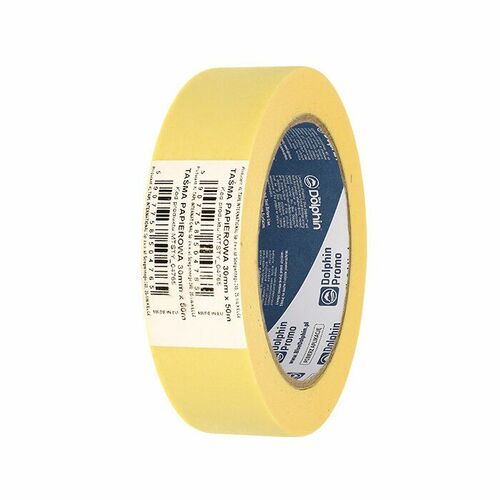 Taśma malarska papierowa 30mm x 32m ŻÓŁTA Blue Dolphin 545