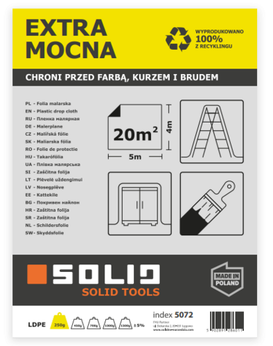 Folia Malarska Ochronna SŁOMKA Extra Mocna SOLID 4x5m - 5072