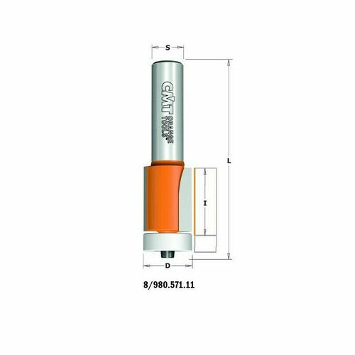 CMT Frez prosty do twardych materiałów z łożyskiem typu Delrin D=19,05 I=25,4 S=2mm 980.571.11