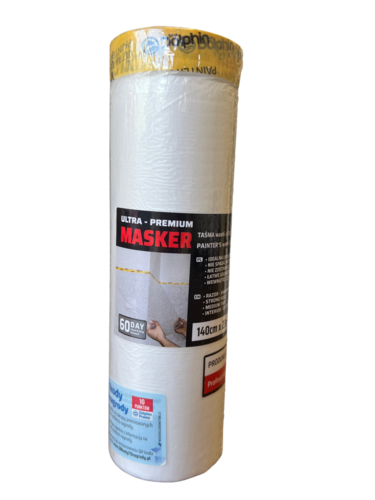 MASKER Ultra Premium Taśma Washi z Folią Malarską 140cm x 23m Blue Dolphin