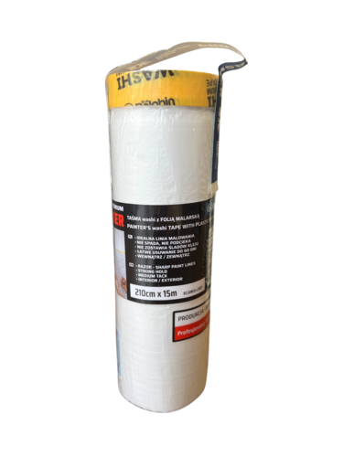 MASKER Ultra Premium Taśma Washi z Folią Malarską 210cm x 15m Blue Dolphin