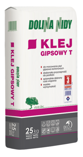 Klej gipsowy T - klej do przyklejania płyt gipsowo-kartonowych - 25 kg Dolina Nidy