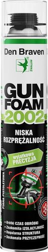 Pianka montażowa GUN FOAM 2002 pistoletowa / Den Braven - okna i drzwi - 750 ml