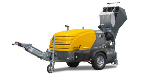 Mixokret Putzmeister M 740 DBS z koszem plus zagarniacz - Maszyna do jastrychu i betonu
