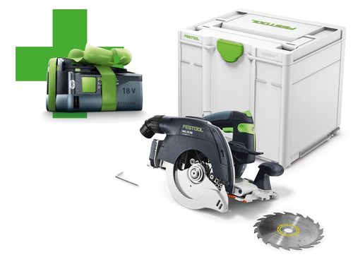 Festool Akumulatorowa ręczna pilarka tarczowa HKC 55 EB-Basic-5,0 - 577034 + Akumulator BP 18 Li 5,0 ASI