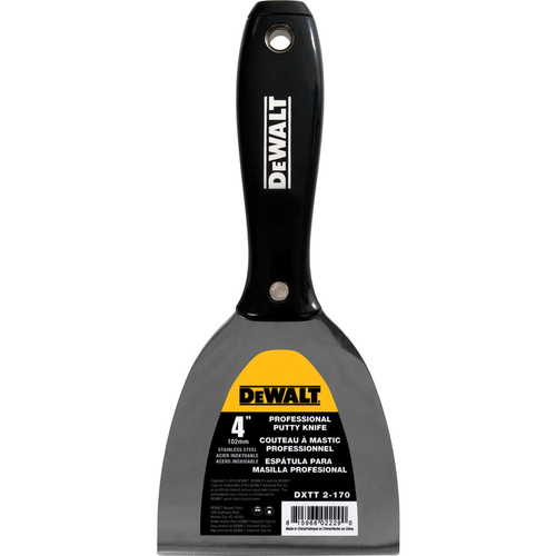 Szpachelka ze stali nierdzewnej, czarny uchwyt nylonowy DEWALT 4" 2-170