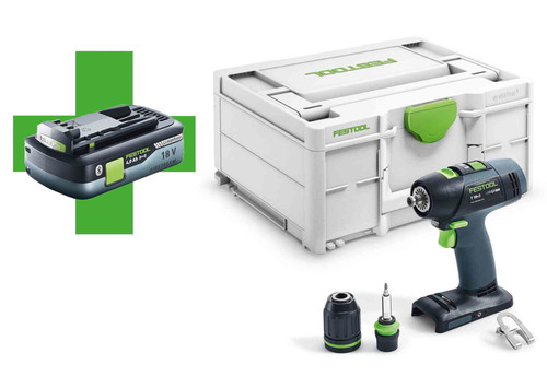 Festool Akumulatorowa wiertarko-wkrętarka T 18+3-Basic 4,0- 577051 + Akumulator HighPower BP 18 Li 4,0 HPC-ASI