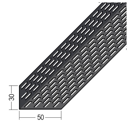 Narożnik wentylacyjny prostokątny perforacja po obu stronach Alu czarny 30 x 50 mm Protektor 2,50m - Sztuka