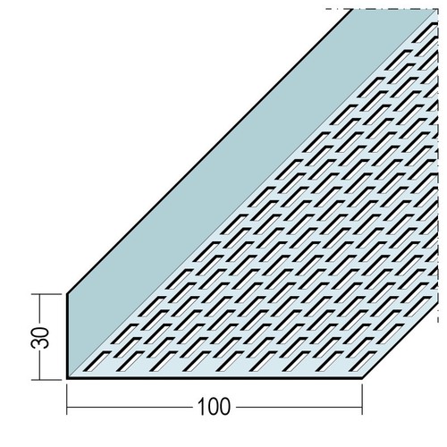 Narożnik wentylacyjny jednostronna perforacja aluminium 30 x 100 mm Protektor 2,50m - Paczka