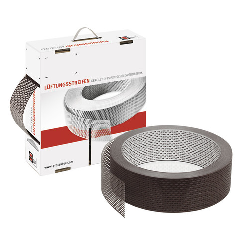 Listwa wentylacyjna na rolce z perforacją prostokątną aluminium biały/brązowy 80mm Protektor 60m - Karton