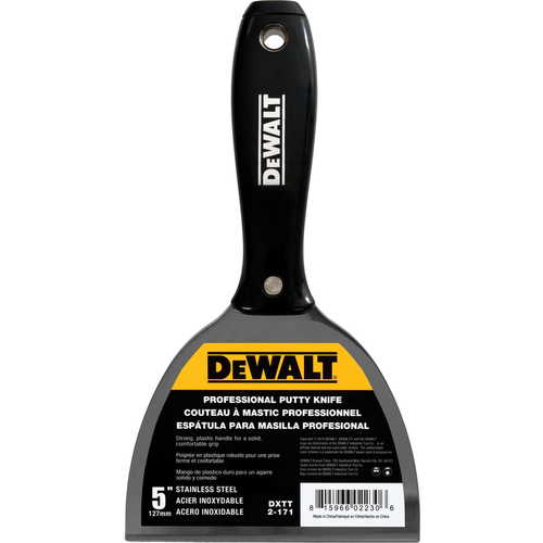 Szpachelka ze stali nierdzewnej, czarny uchwyt nylonowy DEWALT 5" 2-171