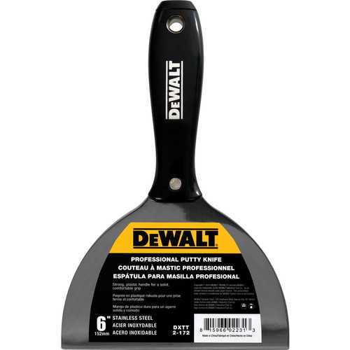 Szpachelka ze stali nierdzewnej, czarny uchwyt nylonowy DEWALT 6" 2-172