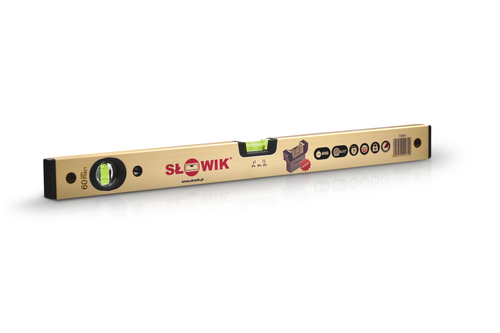 PN01 Poziomnica anodowana złota 40cm (1xpion;1xpoziom) Słowik